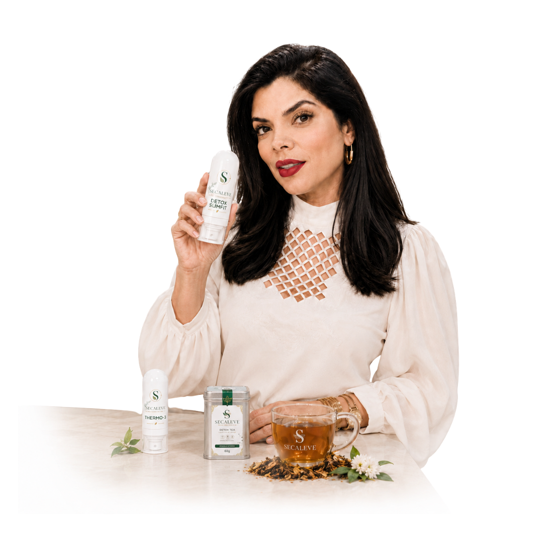 Andreia Argente com produtos SECALEVE